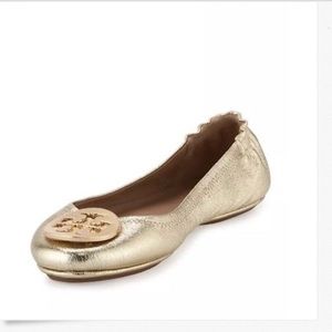 Tory Burch Minnie Metallic Travel Ballet Flats